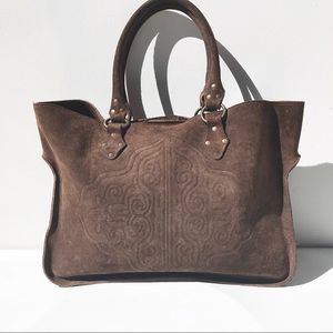 Brown Sundance catalog leather tote bag purse
